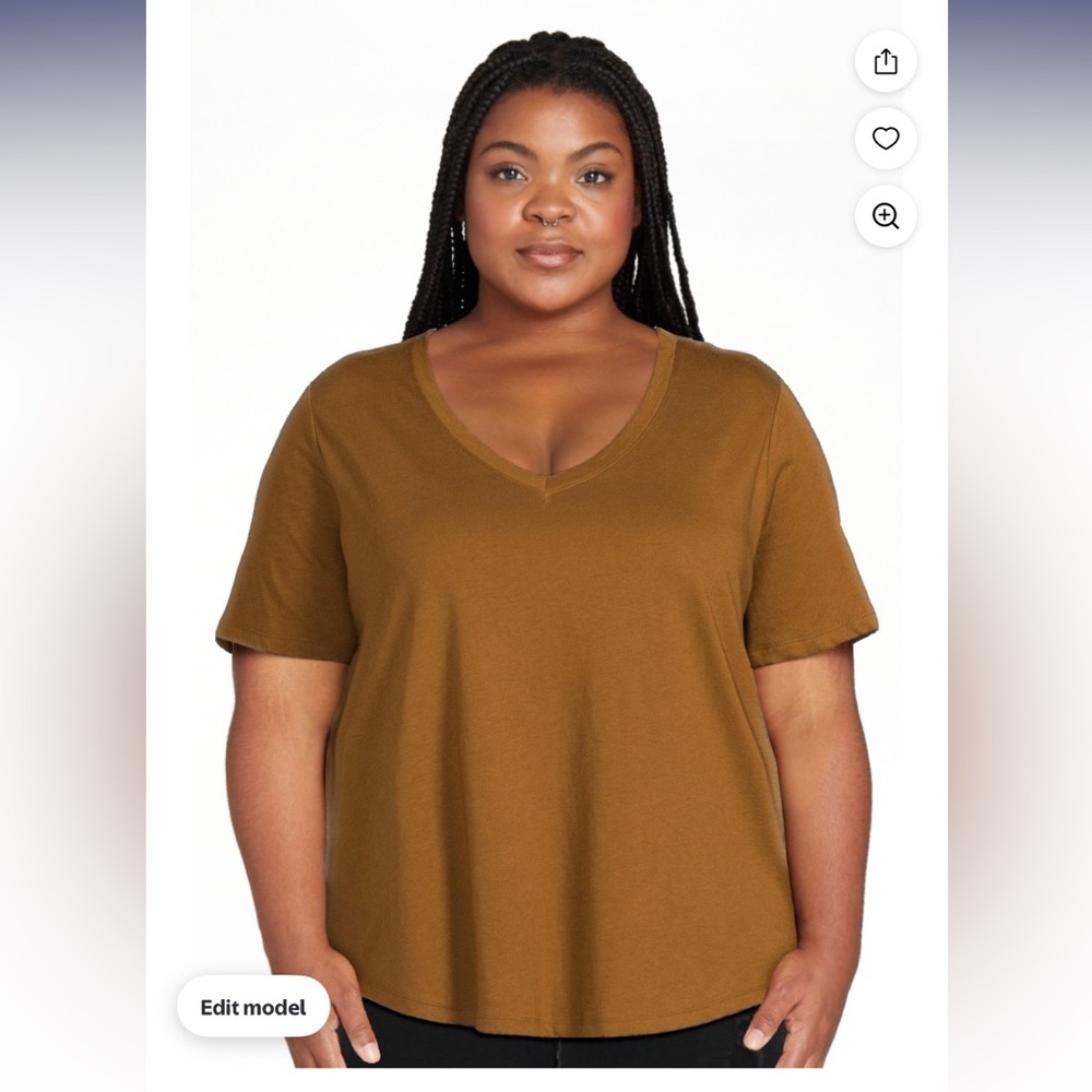 NWT Terra & Sky Women's Plus Size V-Neck T-Shirt with Short Sleeves D4
